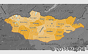 Political Shades Map of Mongolia, darken, desaturated
