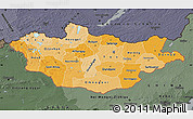 Political Shades Map of Mongolia, darken, semi-desaturated
