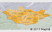 Political Shades Map of Mongolia, lighten, semi-desaturated