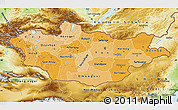 Political Shades Map of Mongolia, physical outside