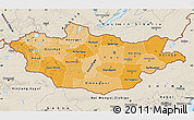 Political Shades Map of Mongolia, shaded relief outside