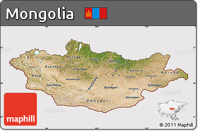 Satellite Map of Mongolia, cropped outside