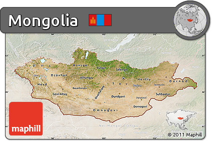 Satellite Map of Mongolia, lighten