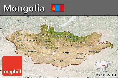 Satellite Map of Mongolia, lighten