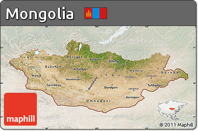 Satellite Map of Mongolia, lighten