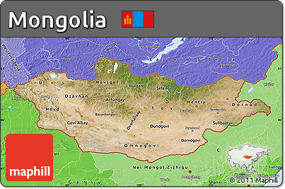 Satellite Map of Mongolia, political shades outside