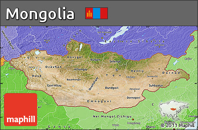 Satellite Map of Mongolia, political shades outside
