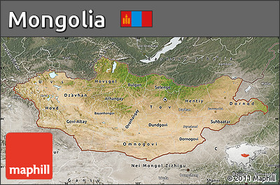 Satellite Map of Mongolia, semi-desaturated