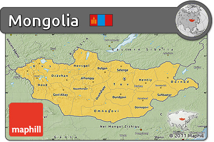 Savanna Style Map of Mongolia