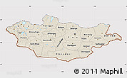 Shaded Relief Map of Mongolia, cropped outside