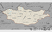Shaded Relief Map of Mongolia, darken, desaturated