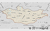 Shaded Relief Map of Mongolia, desaturated