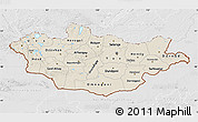 Shaded Relief Map of Mongolia, lighten, desaturated