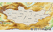 Shaded Relief Map of Mongolia, physical outside