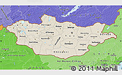 Shaded Relief Map of Mongolia, political shades outside