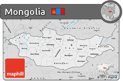 Silver Style Map of Mongolia