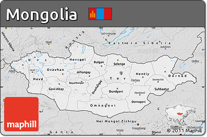 Silver Style Map of Mongolia