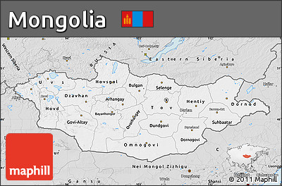 Silver Style Map of Mongolia