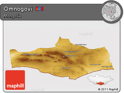 Physical 3D Map of Omnogovi, cropped outside