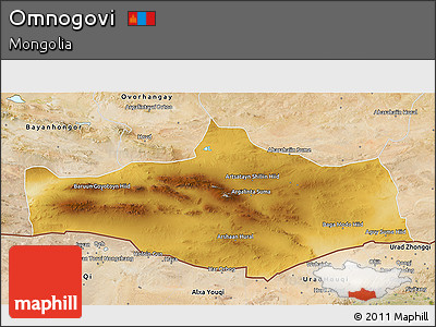Physical 3D Map of Omnogovi, satellite outside