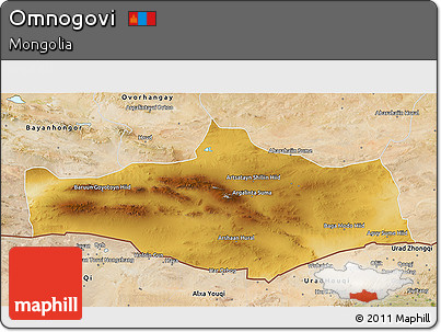 Physical 3D Map of Omnogovi, satellite outside