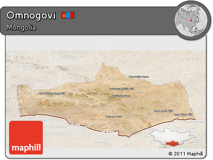 Satellite 3D Map of Omnogovi, lighten
