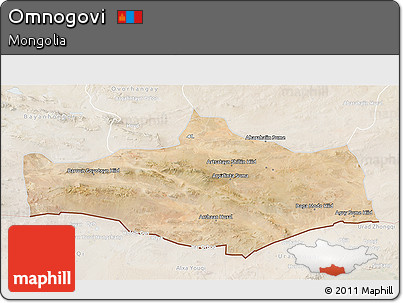 Satellite 3D Map of Omnogovi, lighten