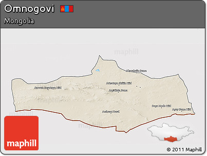 Shaded Relief 3D Map of Omnogovi, cropped outside