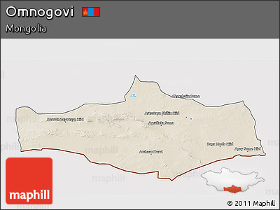 Shaded Relief 3D Map of Omnogovi, cropped outside