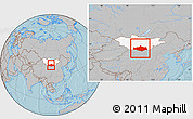 Gray Location Map of Omnogovi, highlighted country, within the entire country, hill shading