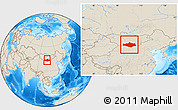 Shaded Relief Location Map of Omnogovi, within the entire country