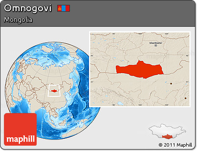 Shaded Relief Location Map of Omnogovi