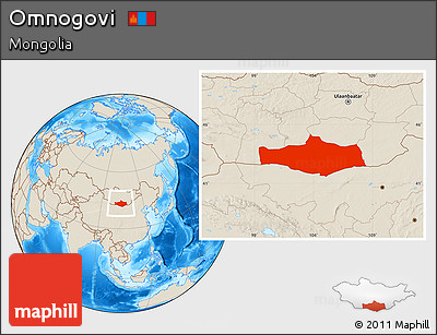 Shaded Relief Location Map of Omnogovi