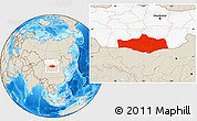 Shaded Relief Location Map of Omnogovi, highlighted country