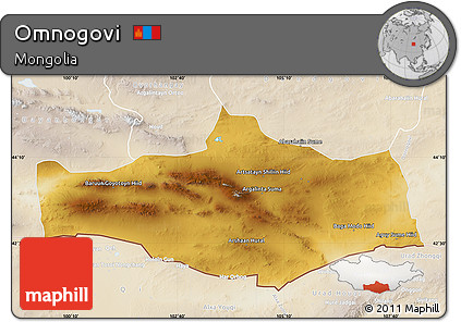 Physical Map of Omnogovi, lighten