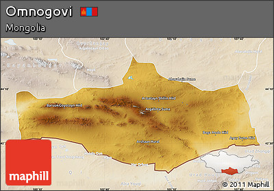 Physical Map of Omnogovi, lighten