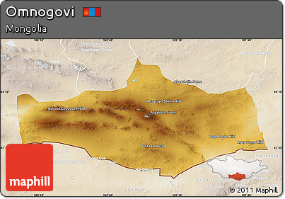Physical Map of Omnogovi, lighten