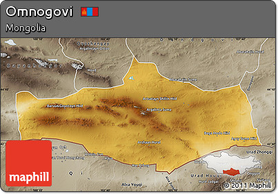 Physical Map of Omnogovi, semi-desaturated