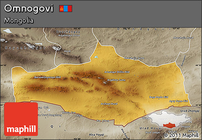Physical Map of Omnogovi, semi-desaturated