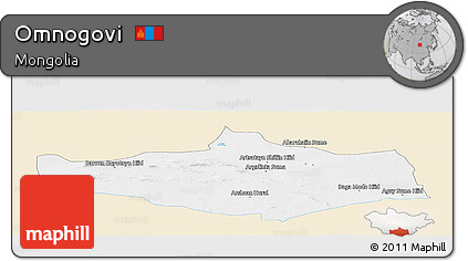 Classic Style Panoramic Map of Omnogovi, single color outside