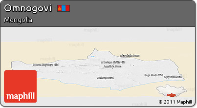 Classic Style Panoramic Map of Omnogovi, single color outside