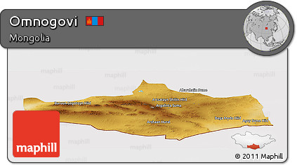 Physical Panoramic Map of Omnogovi, cropped outside