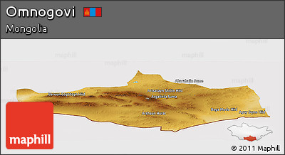 Physical Panoramic Map of Omnogovi, cropped outside