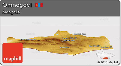 Physical Panoramic Map of Omnogovi, cropped outside