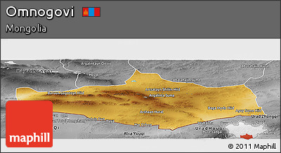 Physical Panoramic Map of Omnogovi, desaturated