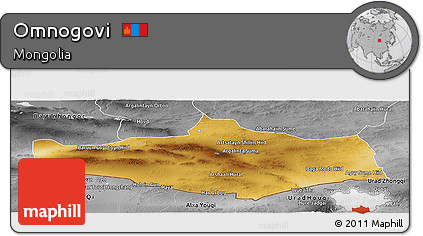 Physical Panoramic Map of Omnogovi, desaturated