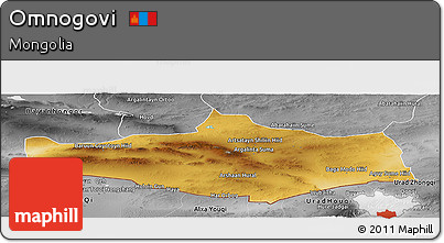 Physical Panoramic Map of Omnogovi, desaturated
