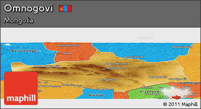 Physical Panoramic Map of Omnogovi, political outside