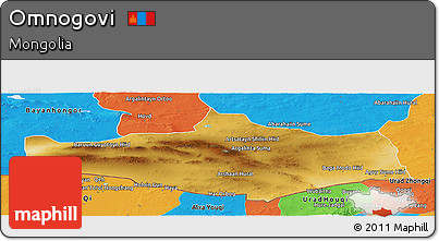 Physical Panoramic Map of Omnogovi, political outside