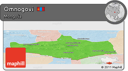 Political Panoramic Map of Omnogovi, lighten